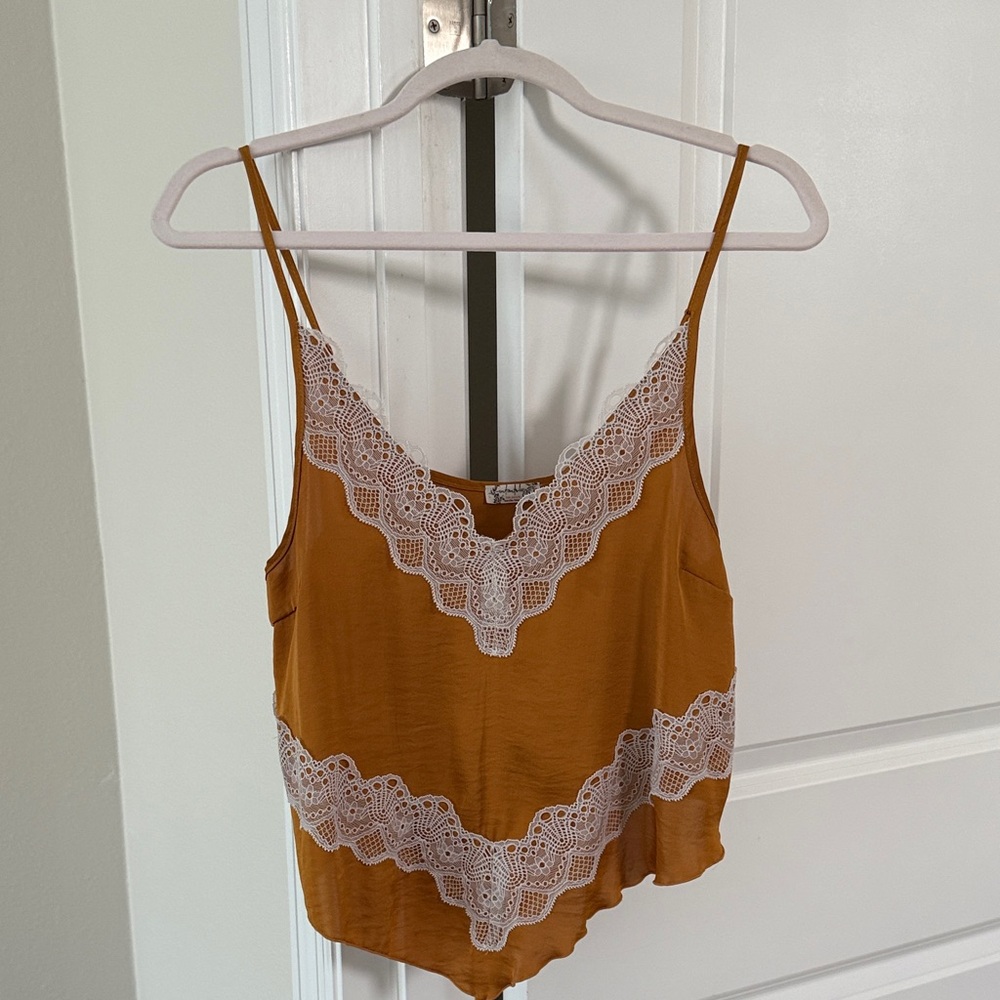 Free People Mustard Lace Cami
